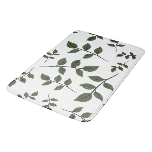 Bladertakken met groene bladeren op wit badmat (Gekanteld)