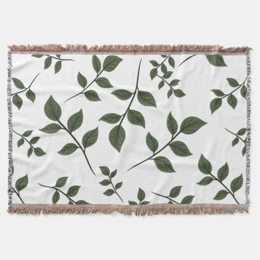 Bladertakken met groene bladeren op wit deken (Voorkant)