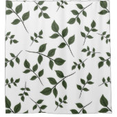 Bladertakken met groene bladeren op wit douchegordijn (Voorkant)