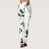 Bladertakken met groene bladeren op wit leggings (Achterkant)