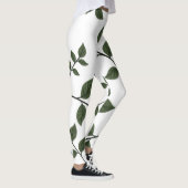 Bladertakken met groene bladeren op wit leggings (Rechts)