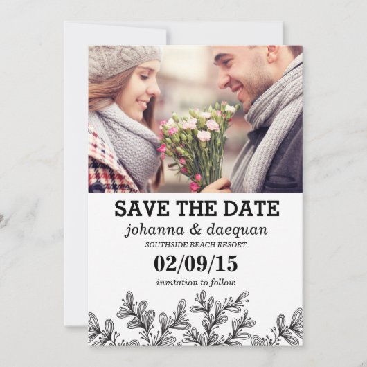 bladfoto slaat de datum op save the date (Voorkant)
