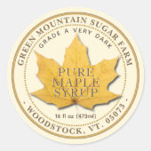 Bladgele esdoornsiroop ronde sticker (Voorkant)