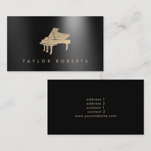 bladgoud, piano-visitekaartje visitekaartje (Voorkant / Achterkant)