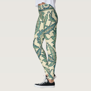 Bladgroen  Arabisch Botanisch Patroon Leggings