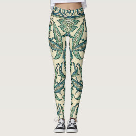 Bladgroen  Arabisch Botanisch Patroon Leggings