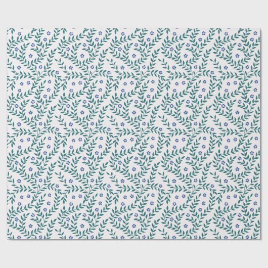 Bladgroen blauw cadeaupapier (Vlak)