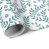 Bladgroen blauw cadeaupapier (Rol Hoek)