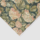 Bladgroen Bord Roze Hydrangea Art Pattern No. 2 Tissuepapier (Detail)