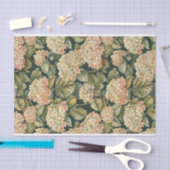 Bladgroen Bord Roze Hydrangea Art Pattern No. 2 Tissuepapier (Craft)