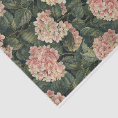 Bladgroen Bord Roze Hydrangea Art Pattern No. 3 Tissuepapier (Detail)