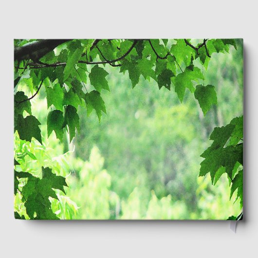 Bladgroen Bruiloft Gastenboek (Achterkant)