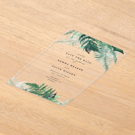 Bladgroen Elegant Lentegroen Save the Date Acryl Uitnodigingen (Laagn)