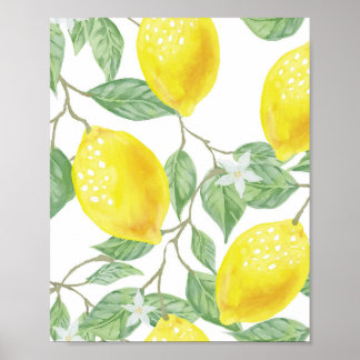 bladgroen gele citroenvruchten poster