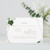 Bladgroen & Goud Monogram Diner Opties Bruiloft RSVP Kaartje (Staand voorkant)
