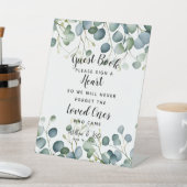 Bladgroen hart Gastenboek Bruiloft Eucalyptus Reclamebord Met Voetstuk (Insitu)