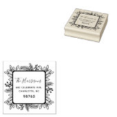Bladgroen Lijst | Etiket vakantieadres Rubberstempel (Gestempeld)