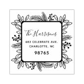 Bladgroen Lijst | Etiket vakantieadres Rubberstempel (Afrduk)