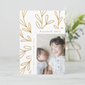 Bladgroen Lijst Faux Gold Foto Afscheid 2023 Feestdagenkaart (Staand voorkant)