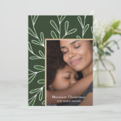Bladgroen Lijst foto Vrolijk kerstfeest Feestdagenkaart (Staand voorkant)