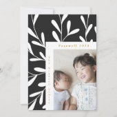 Bladgroen Lijst Zwart-wit Foto Afscheid 2023 Feestdagenkaart (Voorkant)