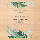 Bladgroen Moderne Waterverf bruiloft Acryl Uitnodigingen (Voorkant)