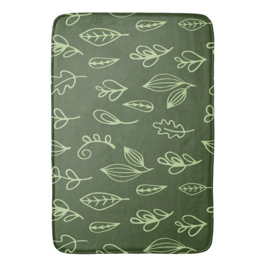 Bladgroen op donkergroene achtergrond badmat (Voorkant Verticaal)