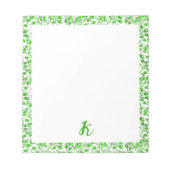 Bladgroen patroon Modern Elegant monogram Notitieblok (Voorkant)