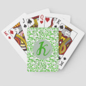Bladgroen patroon Modern Elegant monogram Pokerkaarten (Achterkant)