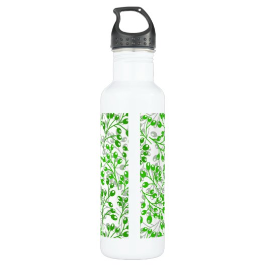 Bladgroen patroon Modern Elegant monogram Waterfles (Achterkant)