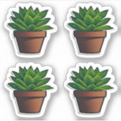 Bladgroen Plant in rustieke Terra Cotta Pot Sticker (Voorkant)