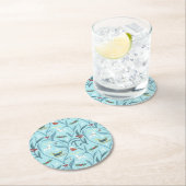 Bladgroen rendier Kerstpatroon Ronde Kartonnen Onderzetter (Insitu)