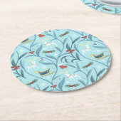 Bladgroen rendier Kerstpatroon Ronde Kartonnen Onderzetter (Gebogen)