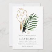 Bladgroen Tropisch groen Bruiloft Kaart (Voorkant)