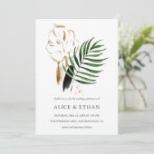 Bladgroen Tropisch groen Bruiloft Kaart (Staand voorkant)
