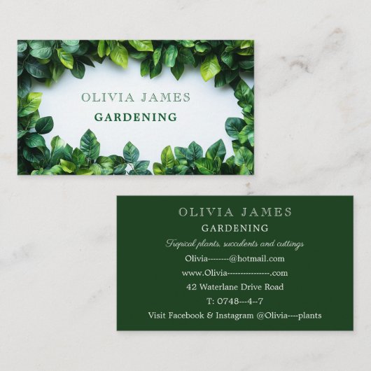 Bladgroen Tuinieren Huisplant Tuinbouw Visitekaartje (Voorkant / Achterkant)