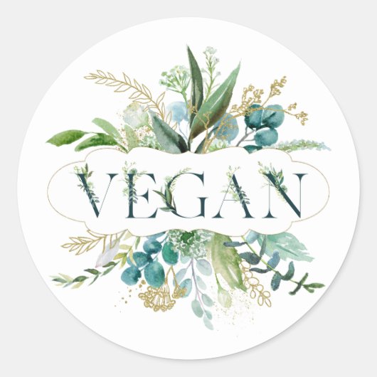Bladgroen Veganistisch design Ronde Sticker (Voorkant)