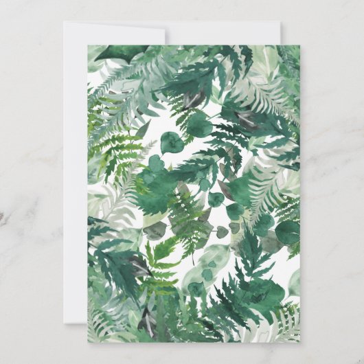 Bladgroen Waterverf bruiloft Kaart (Achterkant)