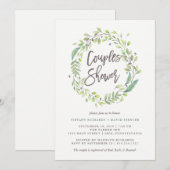 bladgroen | Waterverf Krans Koppels Douche Kaart (Voorkant / Achterkant)