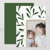 Bladgroen Wit Lijst Foto Afscheid 2023 Feestdagenkaart (Voorkant / Achterkant)