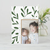 Bladgroen Wit Lijst Foto Afscheid 2023 Feestdagenkaart (Staand voorkant)