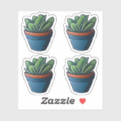 Bladgroene kamerplant in Blue Pot Design Sticker (Vel)