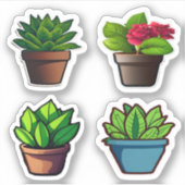 Bladgroene kamerplant pack set sticker (Voorkant)