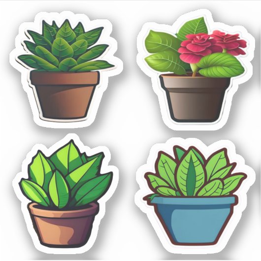 Bladgroene kamerplant pack set sticker (Voorkant)