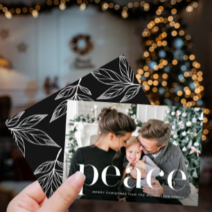 Bladgroene print Vrede Foto Kerstvakantie Kaart