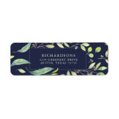 Bladgroene Waterverf op Midnight Blue Etiket (Voorkant)