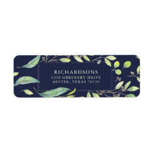 Bladgroene Waterverf op Midnight Blue Etiket