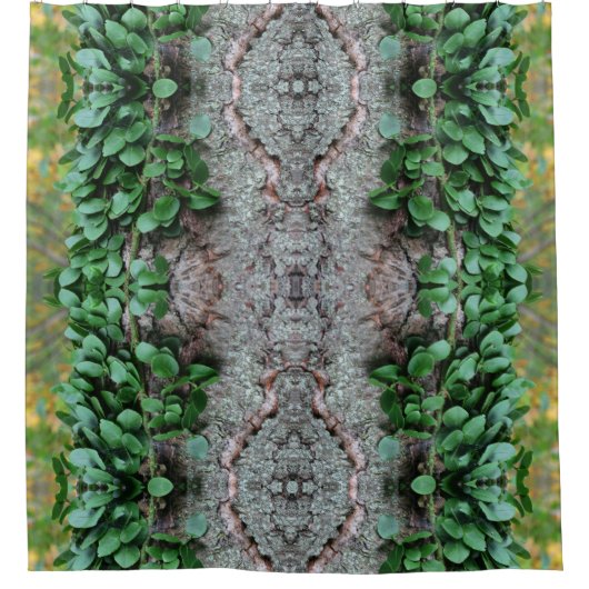 Bladgroene wijnstok op boomspiegel Abstract Douchegordijn (Voorkant)