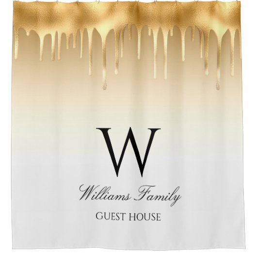 bladgulden voor luxe mousserend goud douchegordijn (Voorkant)