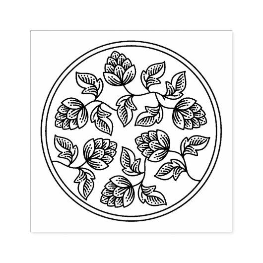 Bladhop Flora in cirkel Rubberstempel (Afrduk)